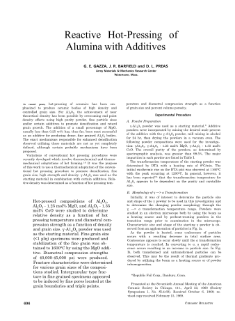 Reactive Hot-Pressing of Alumina with Additives 
