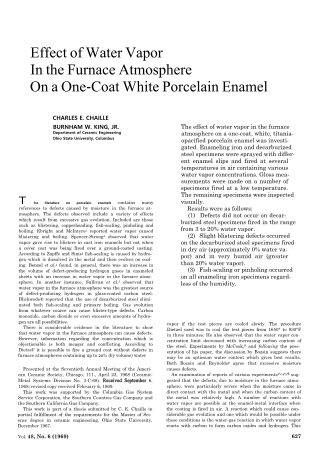 Effect of Water Vapor in the Furnace Atmosphere on a One-Coat White Porcelain Enamel 