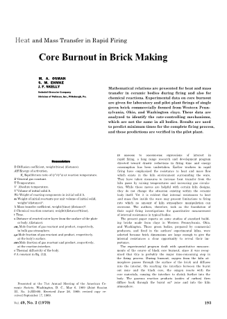 Heat and Mass Transfer in Rapid Firing - Core Burnout in Brick Making 