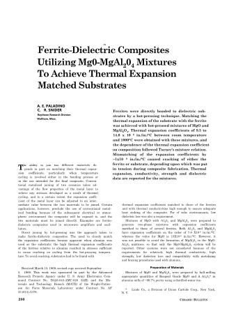 Ferrite-Dielectric Composites Utilizing MgO-MgALO4 Mixtures to Achieve Thermal Expansion Matched Substrates 