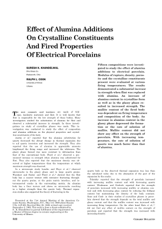 Effect of Alumina Additions on Crystalline Constituents and Fired Properties of Electrical Porcelains 