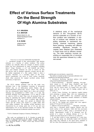 Effect of Various Surface Treatments on the Bend Strength of High Alumina Substrates 