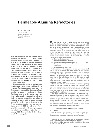 Permeable Alumina Refractories 