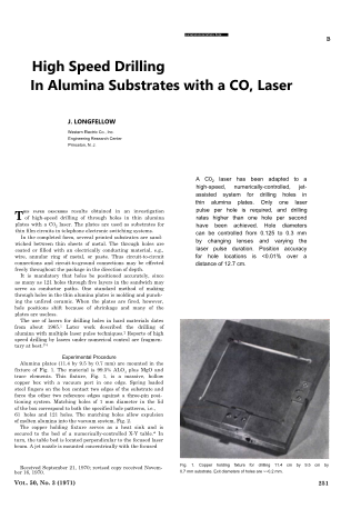 High Speed Drilling in Alumina Substrates with a CO Laser 