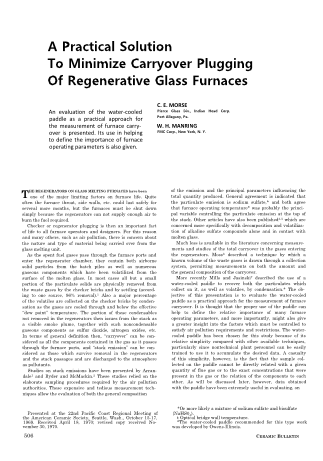 A Practical Solution to Minimize Carryover Plugging of Regenerative Glass Furnaces 