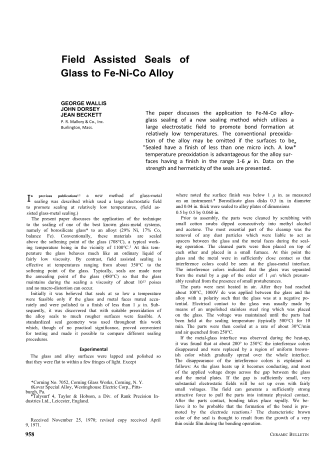 Field Assisted Seals of Glass to Fe-Ni-Co Alloy 