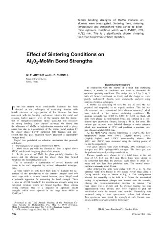Effect of Sintering Conditions on Al2O3-MoMn Bond Strengths 