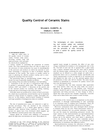 Quality Control of Ceramic Stains 