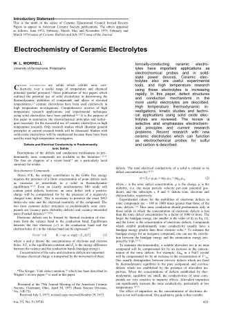 Electrochemistry of Ceramic Electrolytes
