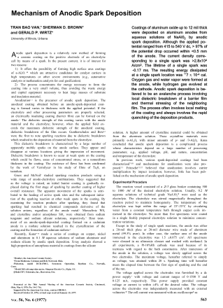 Mechanism of Anodic Spark Deposition 