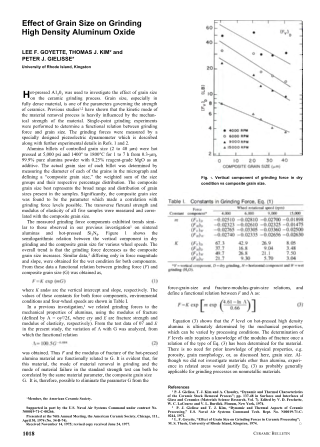 Effect of Grain Size on Grinding High-Density Aluminum Oxide 