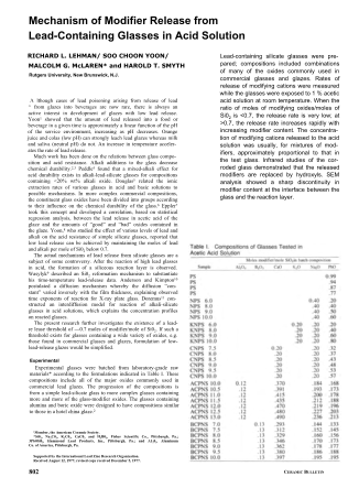 Mechanism of Modifier Release from Lead-Containing Glasses in Acid Solution