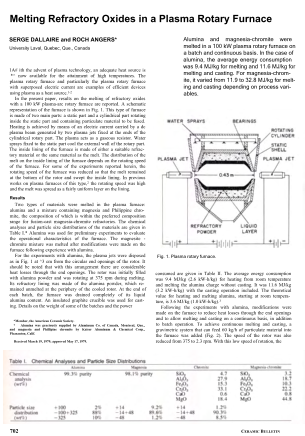 Melting Refractory Oxides in a Plasma Rotary Furnace