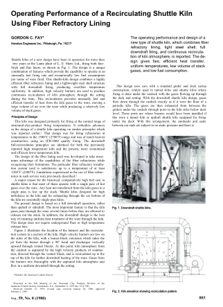 Operating Performance of a Recirculating Shuttle Kiln Using Fiber Refractory Lining