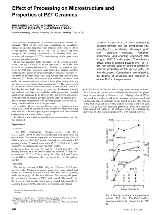 Effect of Processing on Microstructures and Properties of PZT Ceramics