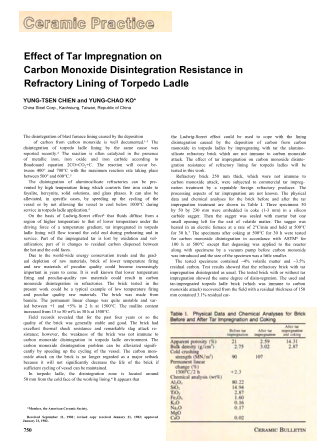 Effect of Tar Impregnation on Carbon Monoxide Disintegration Resistance in Refractory Lining of Torpedo Ladle
