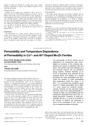Permeability and Temperature Dependence of Permeability in Co2+- and AI3+-Doped Mn-Zn Ferrites