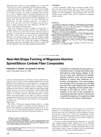 Near-Net-Shape Forming of Magnesia-Alumina Spinel/Silicon Carbide Fiber Composites