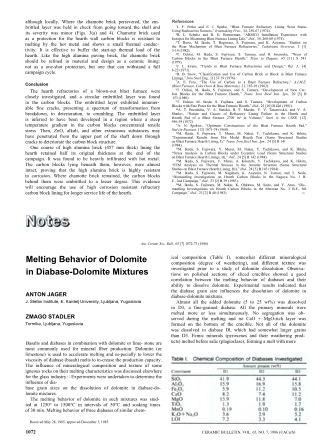 Melting Behavior of Dolomite in Diabase-Dolomite Mixtures