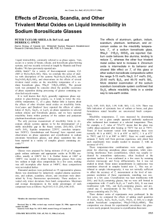 Effects of Zirconia, Scandia, and Other Trivalent Metal Oxides on Liquid Immiscibility in Sodium Borosilicate Glasses