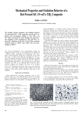 Mechanical Properties and Oxidation Behavior of Hot-Pressed SiC-15 vol% TiB2 Composite