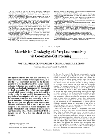 Materials for IC Packaging with Very Low Permittivity via Colloidal Sol-Gel Processing