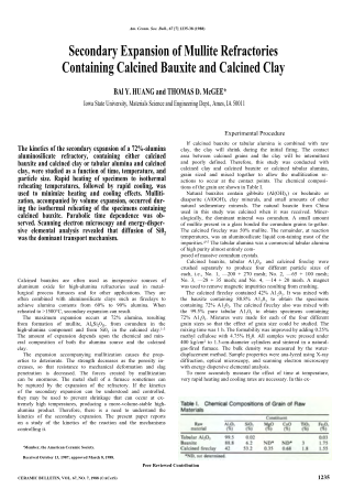 Secondary Expansion of Mullite Refractories Containing Calcined Bauxite and Calcined Clay