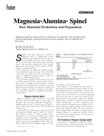 Magnesia-Alumina-Spinel Raw Materials Production and Preparation