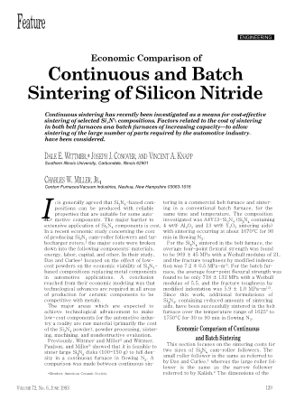 Economic Comparison of Continuous-Belt and Batch Furnace Sintering of Silicon Nitride
