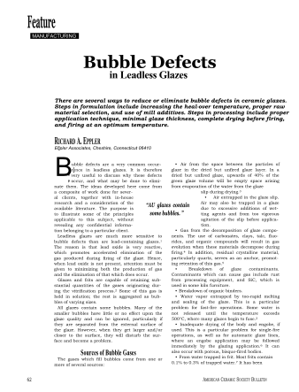 Bubble Defects in Leadless Glazes