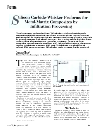 Silicon Carbide-Whisker Preforms for Metal-Matrix Composites by Infiltration Processing