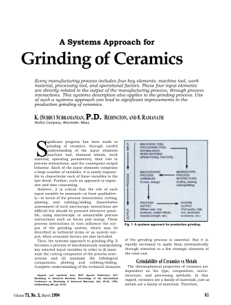 A Systems Approach for Grinding of Cermics