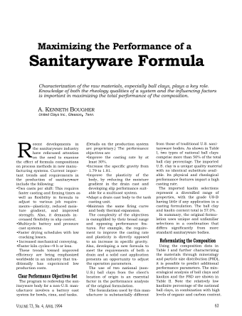 Maximizing the Performance of a Sanitaryware Formula