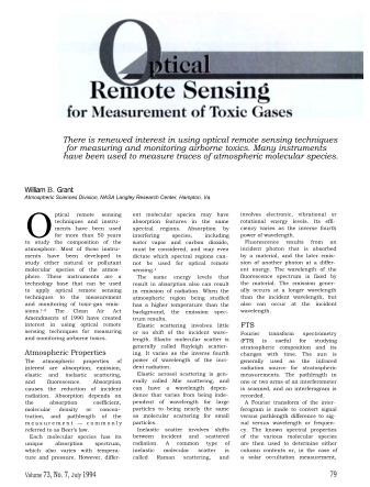 Optical Remote Sensing for Measurement of Toxic Gases