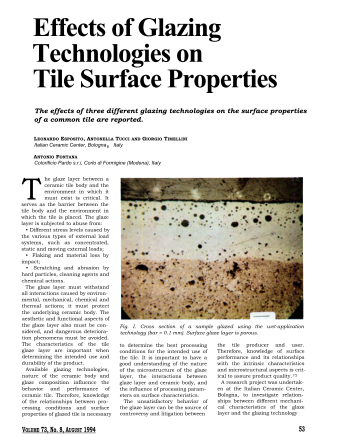 Effects of Glazing Technologies on Tile Surface Properties