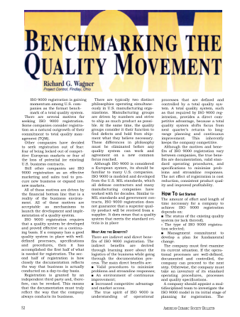 Benchmarking the Quality Movement