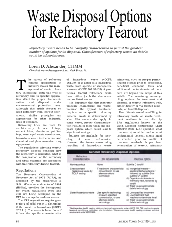 Waste Disposal Options for Refractory Tearout