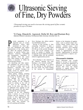 Ultrasonic Sieving of Fine, Dry Powders