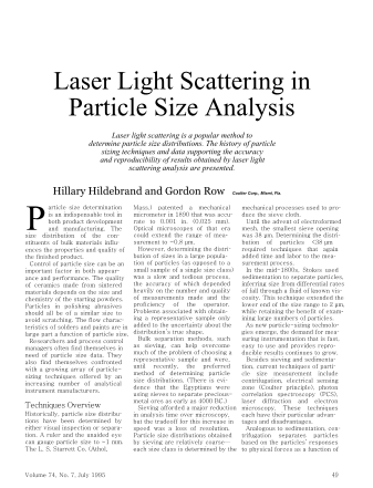 Laser Light Scattering in Particle Size Analysis