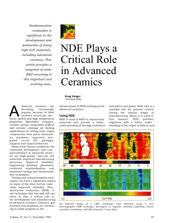 NDE Plays a Critical Role in Advanced Ceramics