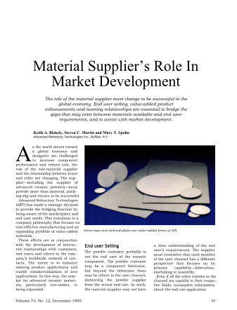 Material Supplier’s Role in Market Development