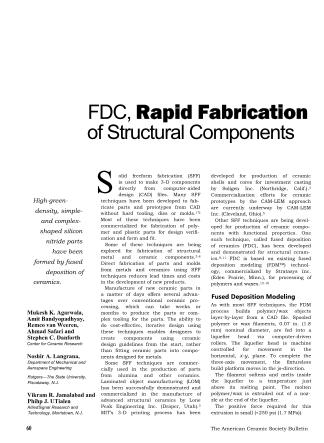 FDC, Rapid Fabrication of Structural Components