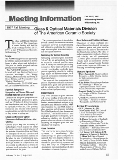 Meeting information, 1997 fall meeting GOMD of The American Ceramic Society