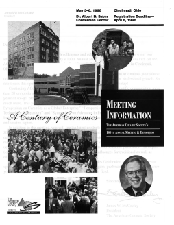 A century of ceramics—Meeting information-The American Ceramic Society’s 100th Annual Meeting & Exposition