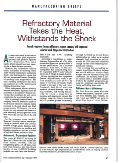 Manufacturing Briefs: Refractory Material Takes the Heat, Withstands the Shock