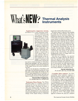 What’s New? Thermal Analysis Instruments