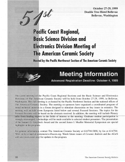 51st Pacific Coast Regional, Basic Science Division and Electronics Division Meeting