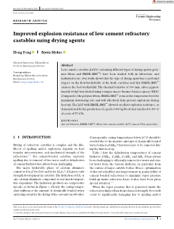 Improved explosion resistance of low cement refractory castables using drying agents