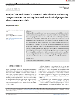 Study of the addition of a chemical mix additive and curing temperature on the setting time and mechanical properties of no‐cement castable