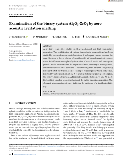 Examination of the binary system Al2O3‐ZrO2 by aero acoustic levitation melting